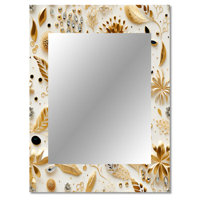 Kemoni White And Gold Glam Marble Pattern - marble  Mirror, Abstract Decorative Wall Mirror, Printed Metal Art