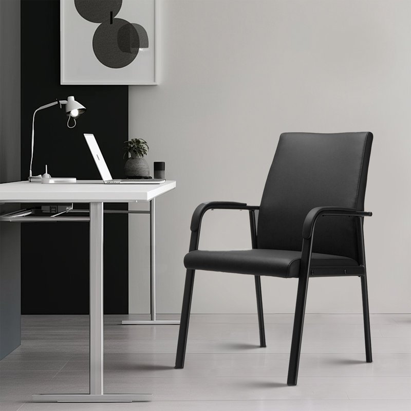 Fauteuil en similicuir avec base en métal, Noir