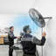 Ventilateur mural, ventilateur mural de 24 po, 3 vitesses, longue distance de circulation d'air, angle de rotation réglable, commande mécanique, puissant pour l'industrie, commercial, garage, atelier, gymnase, noir