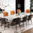  Modern Dining Table Set With 78.7''-110'' Extendable Faux Marble Top And 8 Faux Leather Dining Chairs-122124770-122124768