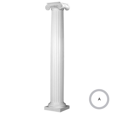Endura-Stone Fluted Column Round Shaft Tapered Tuscan Base/Roman Ionic Capital, Unsplit/Whole