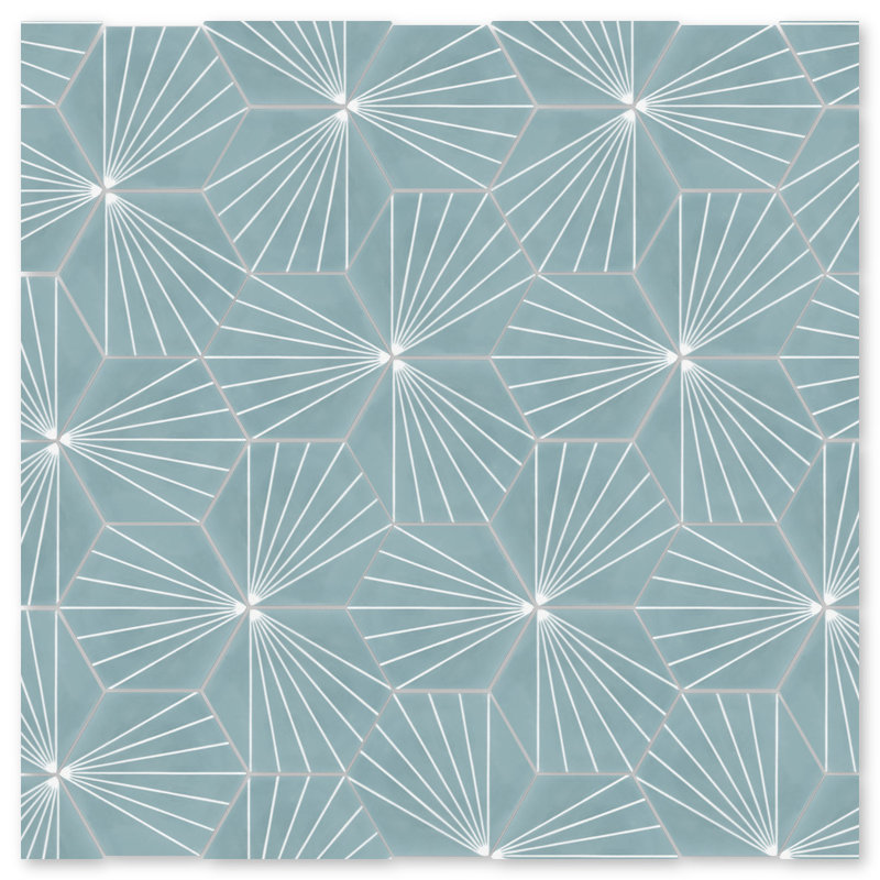 Spark C 7.87" x 9.09" Cement Patterned Wall & Floor Tile, Stone Blue