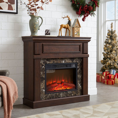 Foyer électrique avec manteau de cheminée, cadre de cheminée avec insert de foyer de 23 po, flamme réglable, télécommande, l 41,34 po x P 14 po x H 40 po