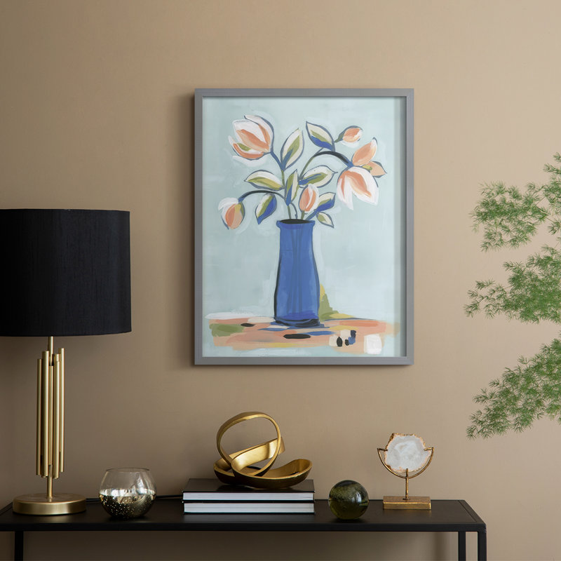 «Botanica Bouquet I», reproduction encadrée - bois massif, H 21 po x l 17 po, Gris