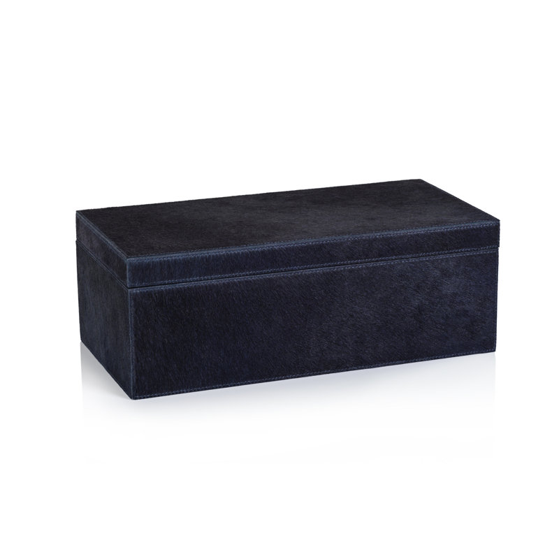 Boîte décorative en cuir Rutbeek, H 5 po x l 14 po x P 7 po, Marine