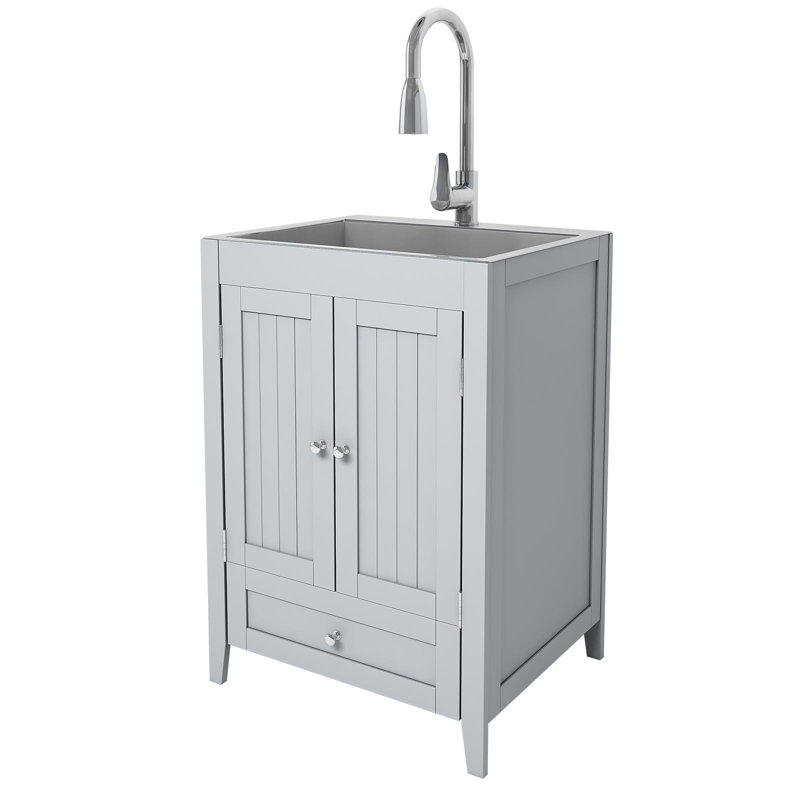 23.6'' L x 19.7'' W Gray Freestanding Laundry Sink with Faucet