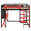 Lit mezzanine double en bois avec bureau intégré, tablettes, prise de courant et connectivité USB / Type-C, plus éclairage RVB-2018304693