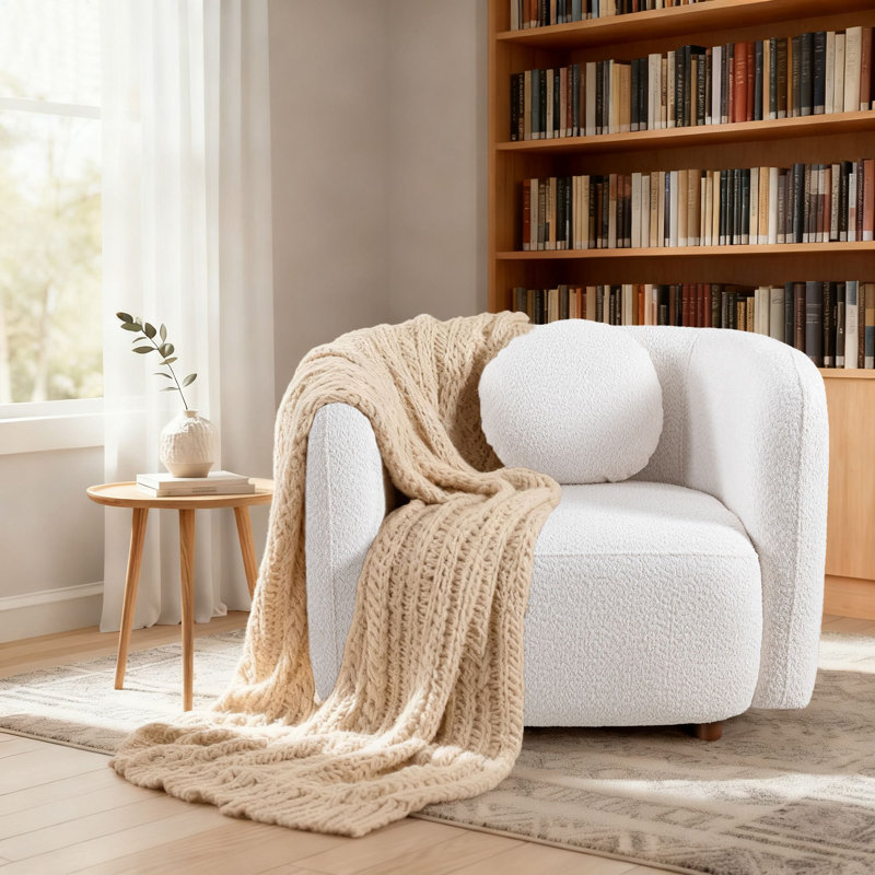 Fauteuil demi-tonneau Boucle, Blanc