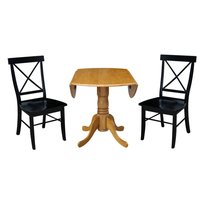 Geremiah Drop Leaf Solid Wood Dining Set, Natural