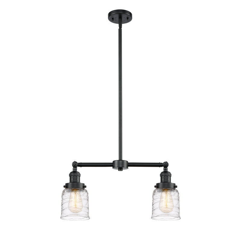 Luminaire suspendu linéaire à 2 lumières pour îlot de cuisine Harue, Ampoule non incluse, Bronze huilé