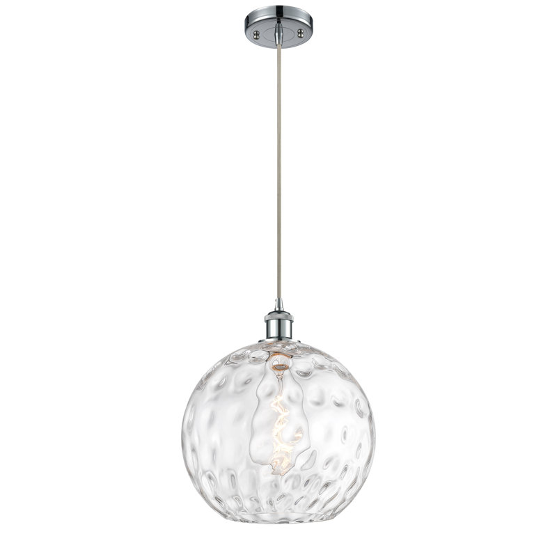 Luminaire suspendu sphère 1 lumière Roxane, Ampoule non incluse, H 15 po x l 12 po x P 12 po, Chrome poli