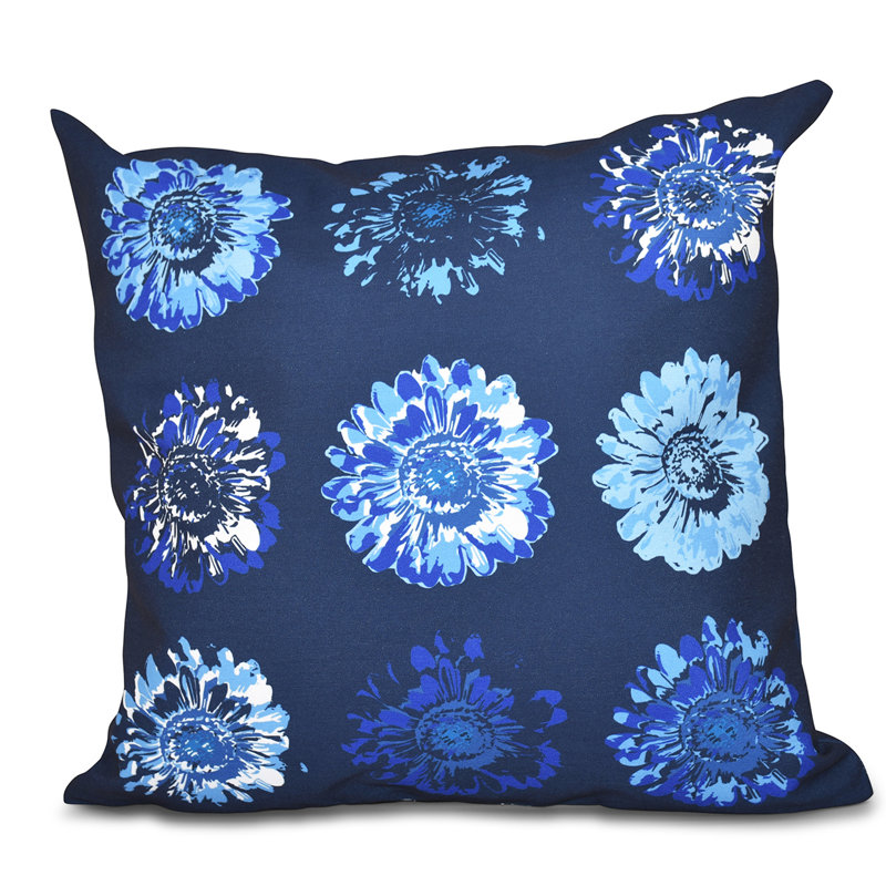 Housse et insert de coussin carré imprimé, H 16 po x l 16 po, Bleu marine