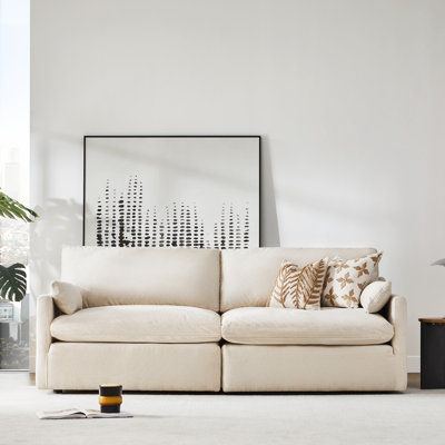 Salha 89.7" Modular Cloud Sofa with Reversible Cushions