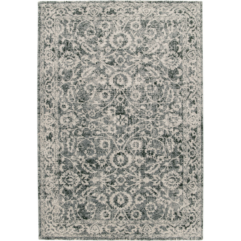 Rectangle Vintage Look Area Rug, Cream/Green, Rectangle 200 x 290 cm