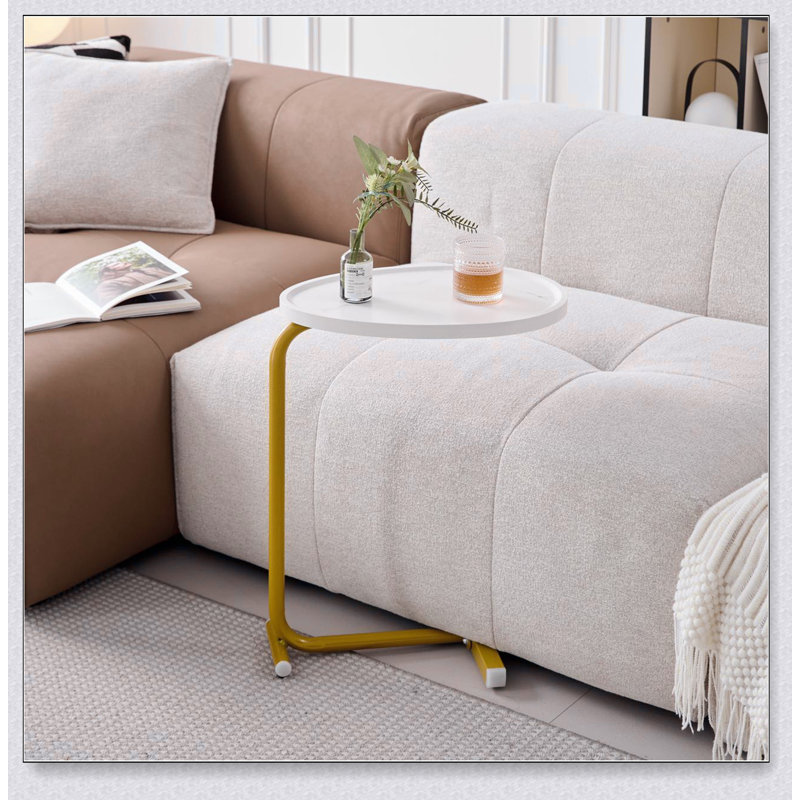 Table d'appoint 2 pièces en forme de C blanche, parfaite pour le canapé et le chevet, peu encombrante et polyvalente