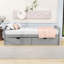 Lit plateforme simple en bois 2 tiroirs avec pieds centraux, tête de lit et pied de lit-1714551004