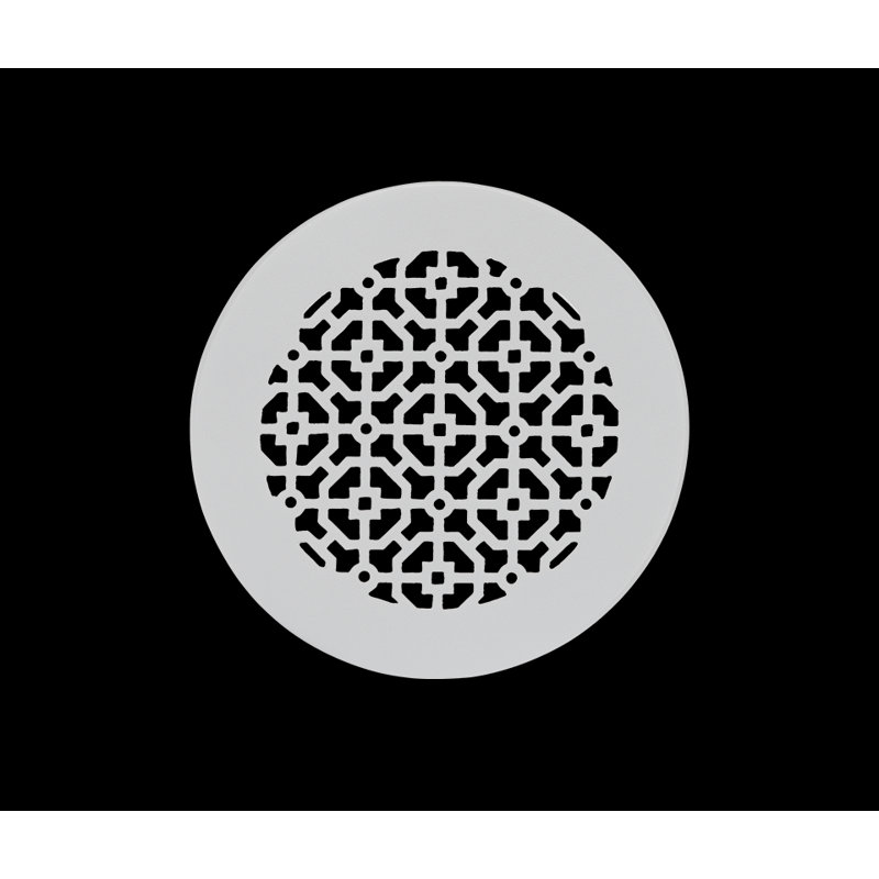 Grille ronde en fonte d'aluminium de 8 po Achtek (10 po au total) thermolaquée, Blanc, Plancher sans trous de vis