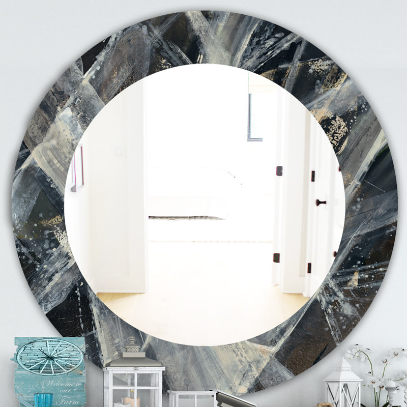 Abstract Glacial Painting Accent Wall Mirror, 31.5" H x 31.5" W