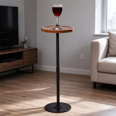 Round Brown Tall Small Side Table