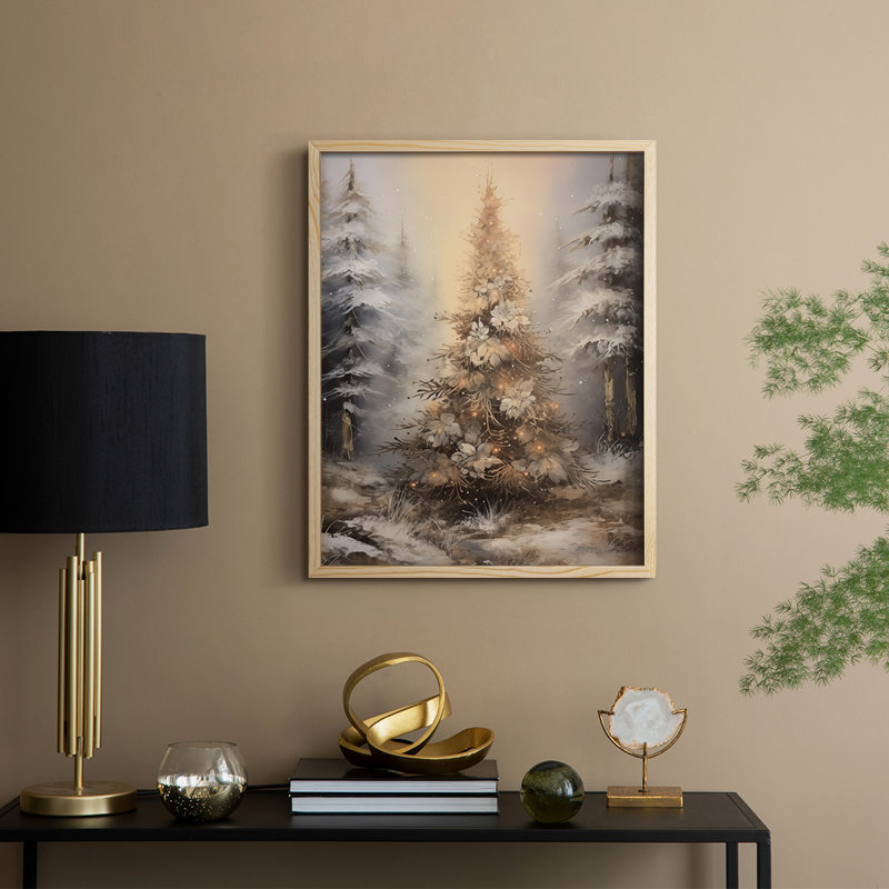 «Christmas Holiday», art encadré Dxxxvi - bois massif, Naturel, H 11 po x l 9 po