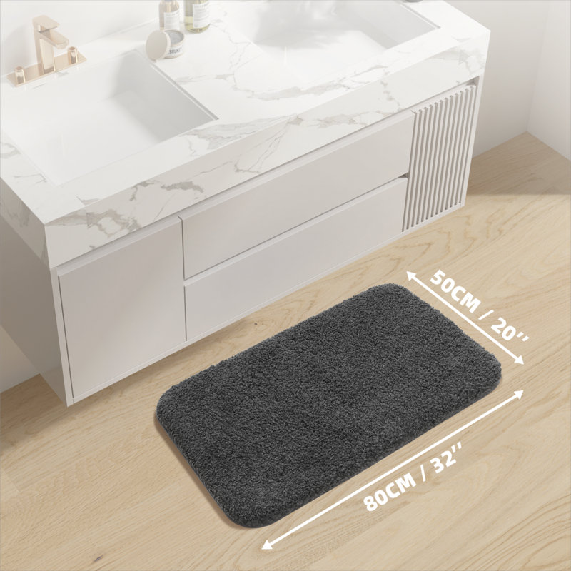 Non-Slip Bath Rug, Dark Gray, 32" L x 20" W