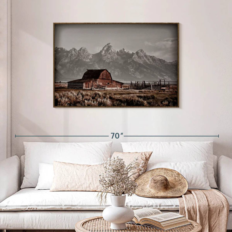 John Moutlon Barn, 43 po x 29 po, Cadre flottant en noyer