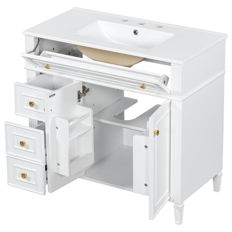 36 Inch Bathroom Vanity with Sink, White