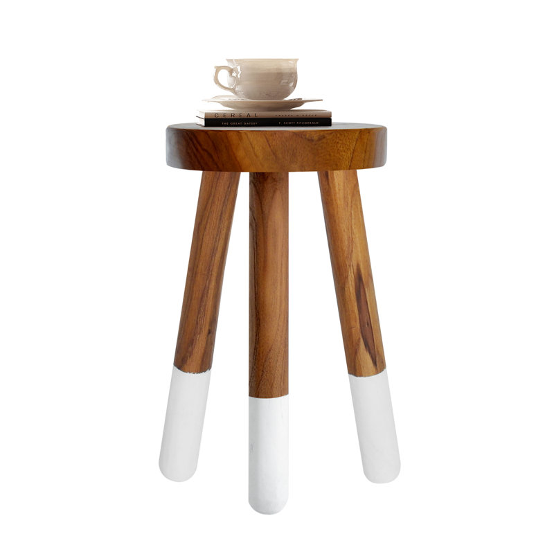 Tabouret Teck, H 16 po x l 9 po x P 9 po