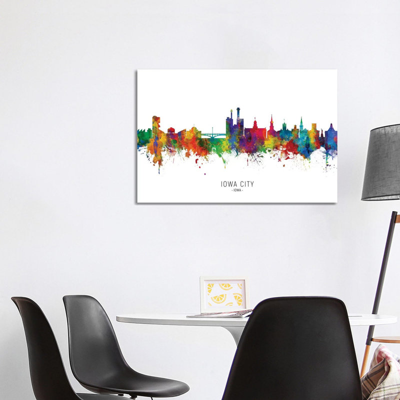 Iowa City Iowa Skyline by Michael Tompsett - 1 Piece Wrapped Canvas Wall Art, 101.6 cm H x 66.04 cm W x 3.175 cm D