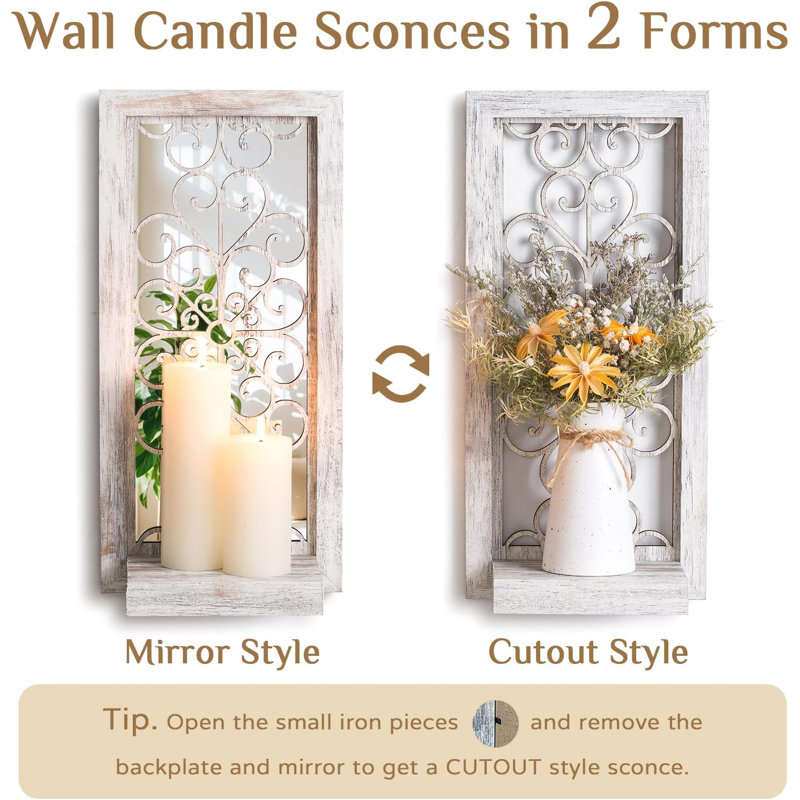 Set Of 2 Mirrored Wall Candle Holders