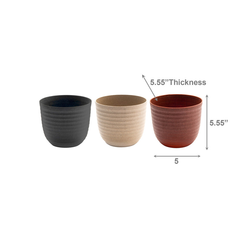 6" Matera Round Planter Eco-Friendly Asstd - Set Of 3