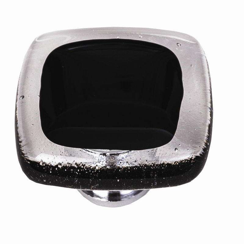 Square Knob, Satin Nickel, Black