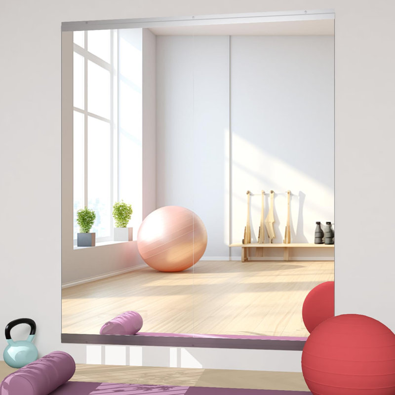Home Gym Mirror 145x60cm (2pcs), Full Length Wall Mirror for Yoga Dance, Tempered Glass Frameless
