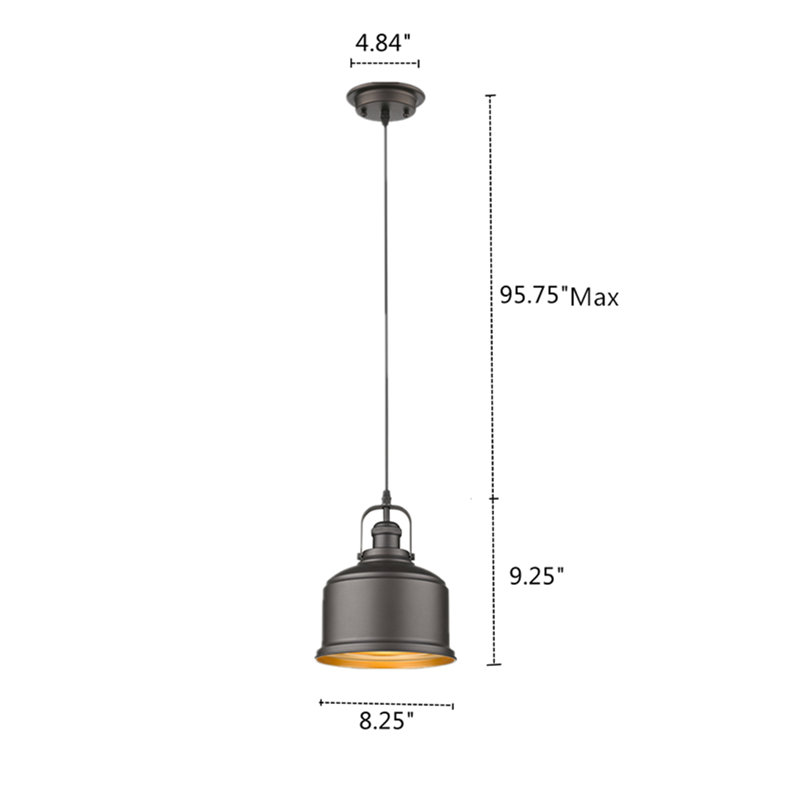 Luminaire suspendu en forme de cloche à 1 lumière Goronwy
