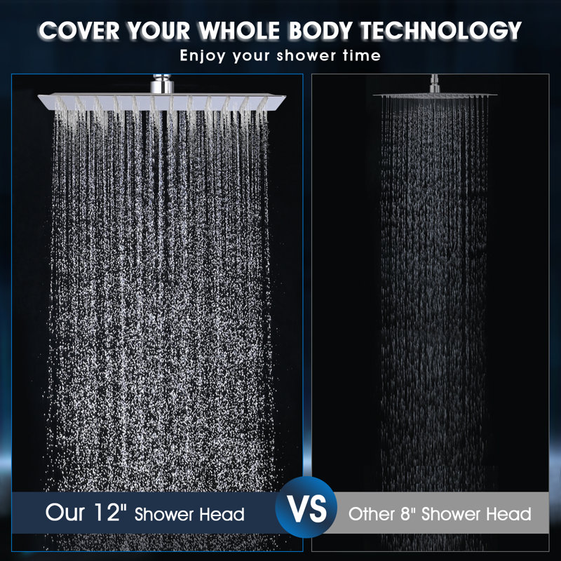 Adjustable Extension Arm 12" Shower Head, Handheld Showerhead Rainfall Shower Head Combo