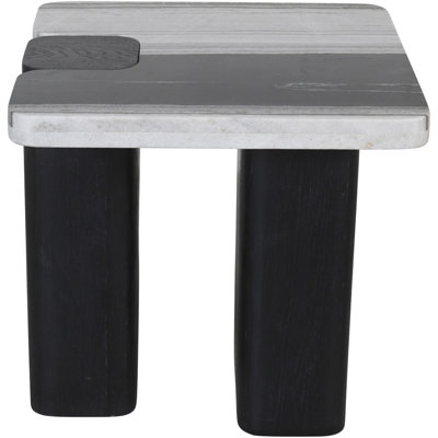 Ravenna Genuine Marble Top And Wood Base End Side Table