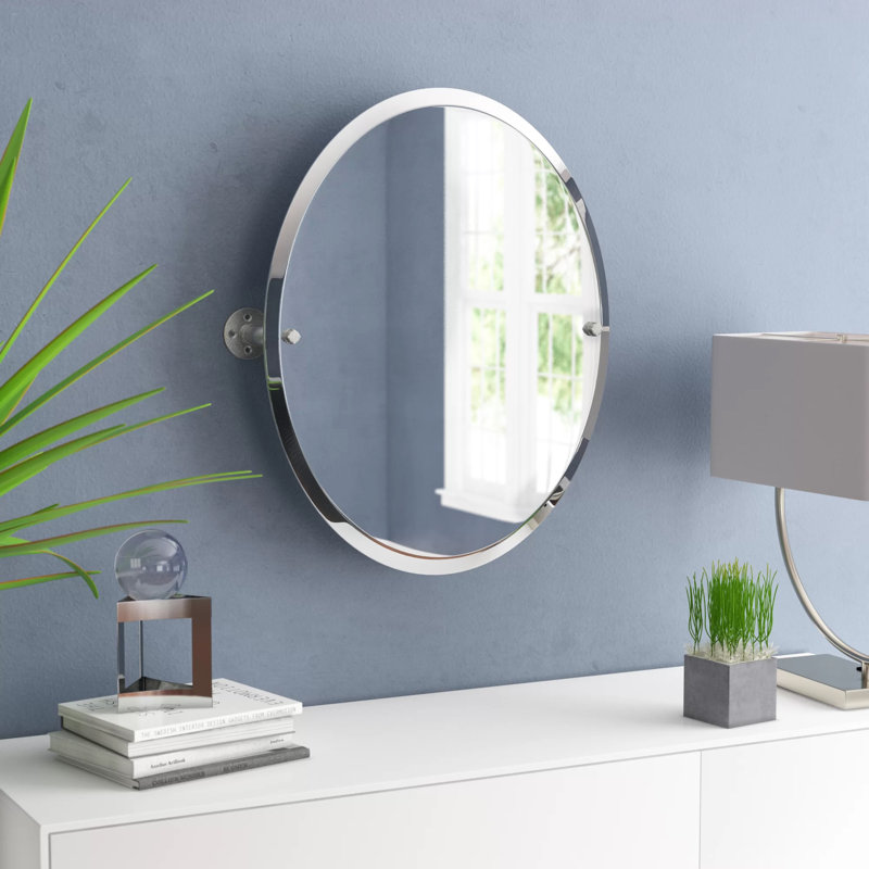 Bayer Flat Wall Mirror, Polished Chrome