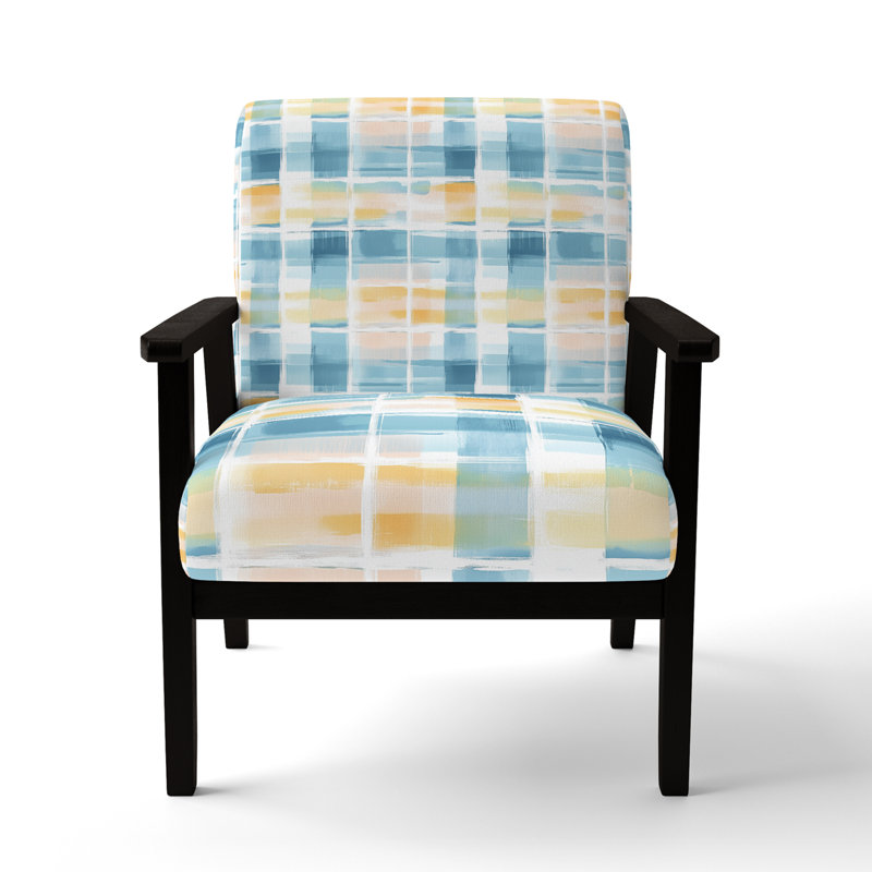 Chaise rembourrée Modern, Accoudoirs carrés noirs