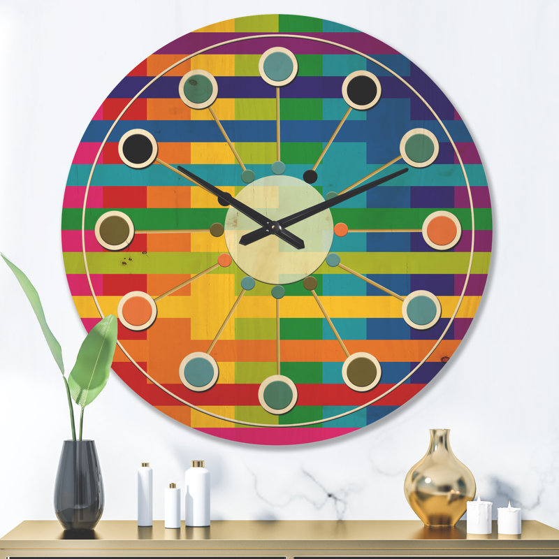 Horloge murale en bois à motif géométrique simple, Grand