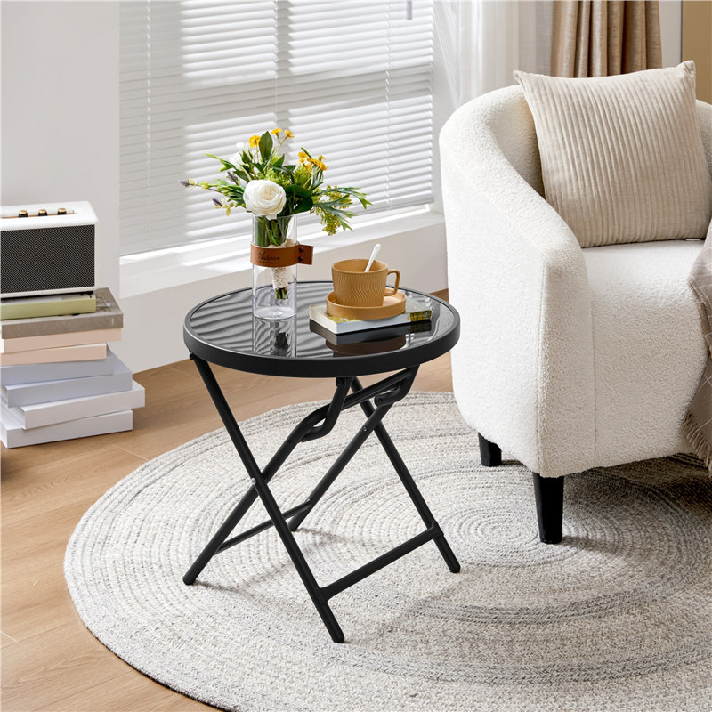 Parshall Round Metal Folding Outdoor Side Table , 46cm W x 46cm D