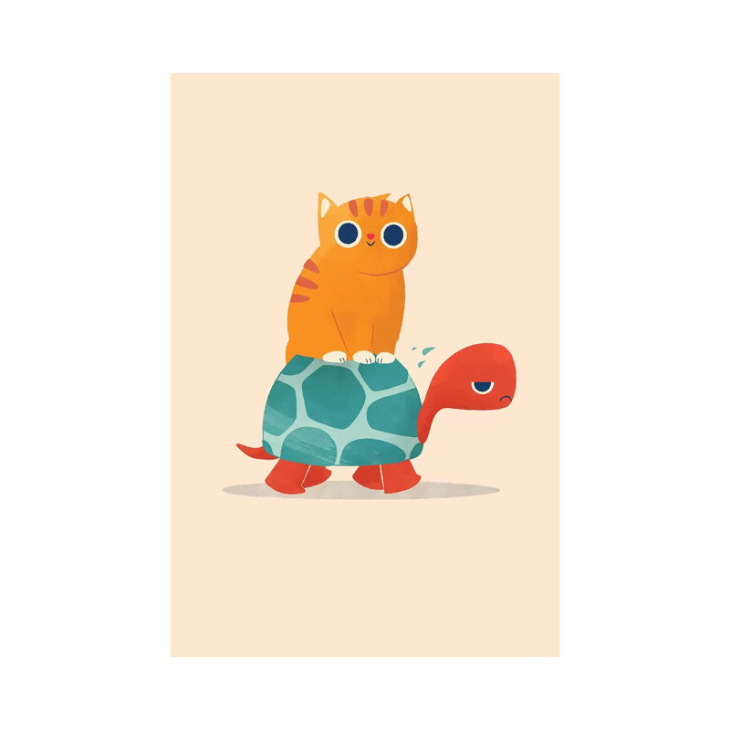 Fat Cat Rides A Turtle by Jay Fleck - Wrapped Canvas Print, 66.04 cm H x 45.72 cm W