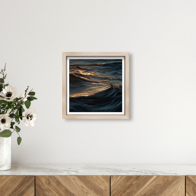 Sunset Sea I Print by Oliver Gal, 13.5" H x 13.5" W, Natural Oak Shadowbox