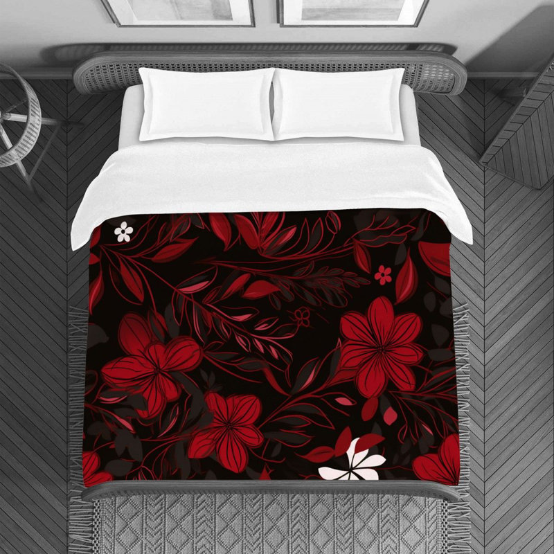 Housse de couette , Housse de couette pour grand lit, Noir / rouge