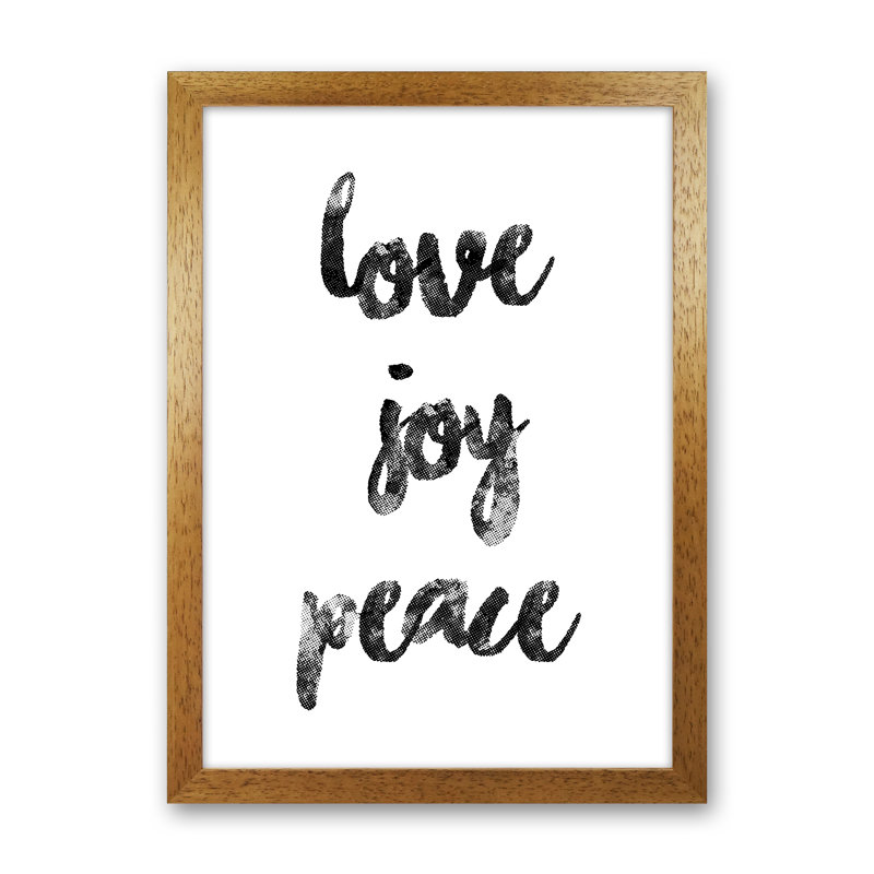 Love Joy Peace - Print, Brown Framed, 34cm H x 25cm W x 3cm D