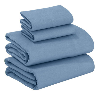Draps en flanelle RUVANTI 100 % coton, taille King - 4 pièces. Chauds, doux et respirants, à poches profondes, brossés doublement, pour un confort optimal en toutes saisons. Couleur : Souci.