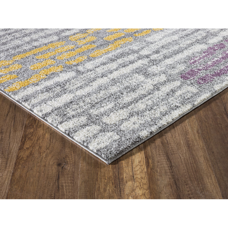 Tapis gris à rayures Roslyn, Rectangle 5 pi x 7 pi
