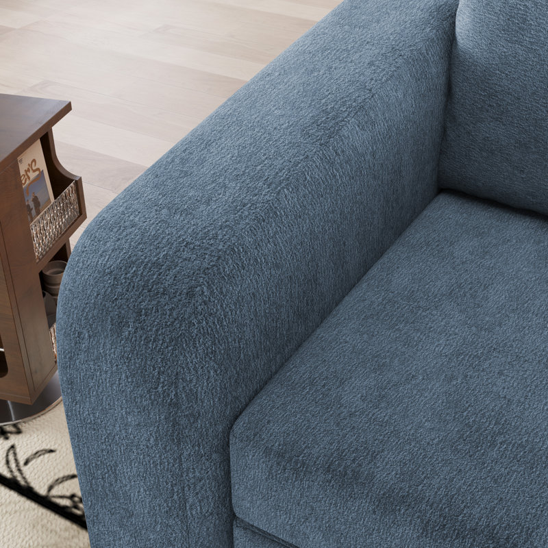 Canapé-lit pliant, canapé rembourré en chenille moderne - fauteuil d'appoint confortable, aucun assemblage requis, Bleu clair
