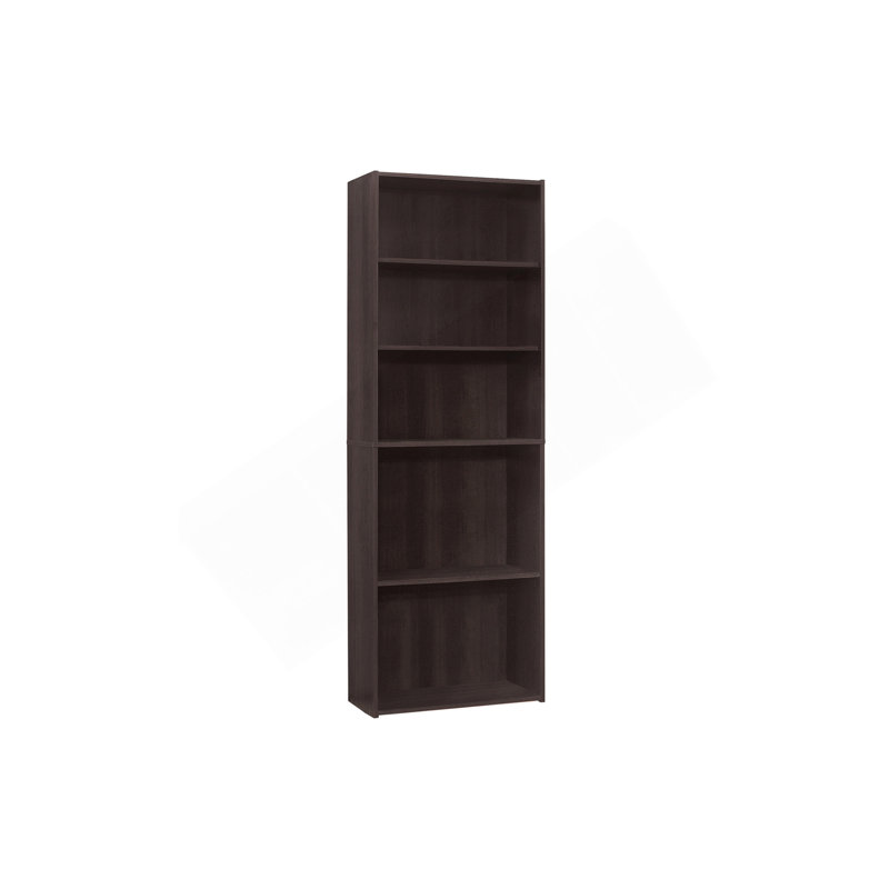 Bibliothèque, bibliothèque, 6 niveaux, H 72 po, bureau, chambre à coucher, stratifié brun, transitionnel, Espresso