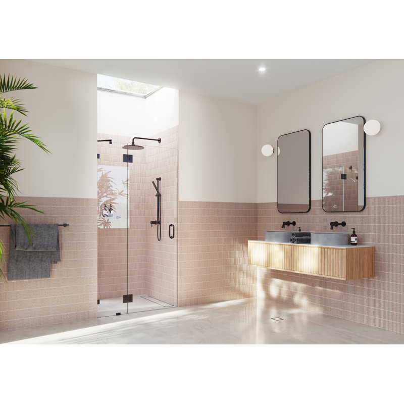 Halo 36 in. x 78 in. Frameless Glass Hinge Shower Door, Oil Rubbed Bronze