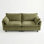 Canapé-lit moderne en chenille vert moderne, canapé compact à 2 places avec deux ports de chargement USB et poches latérales, petit canapé pour chambre, bureau et appartement.